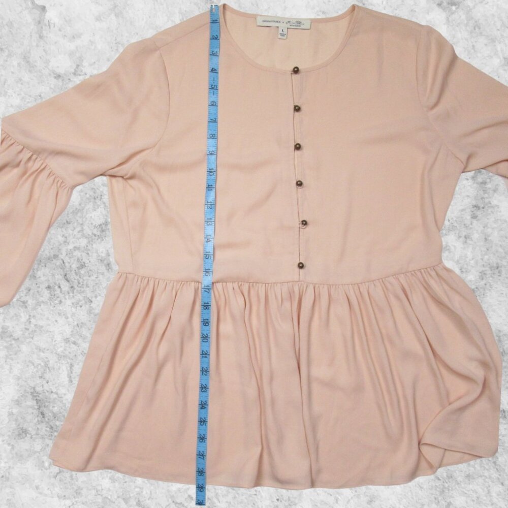 Olivia Palmero x Banana Republic Dusty Pink Peplum Babydoll Blouse L - Picture 4 of 8